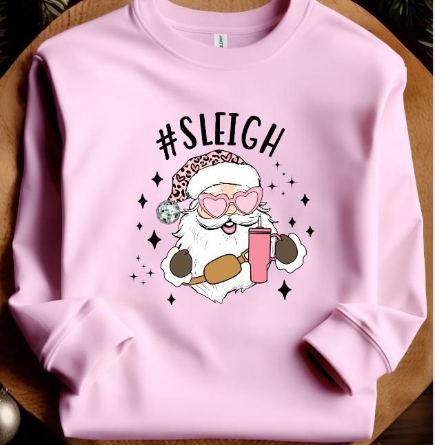 Sleigh Santa with Sunnies Sweatshirt Casual Winter Womenswear T-Shirts, Hoodie | HypeDripTees.com