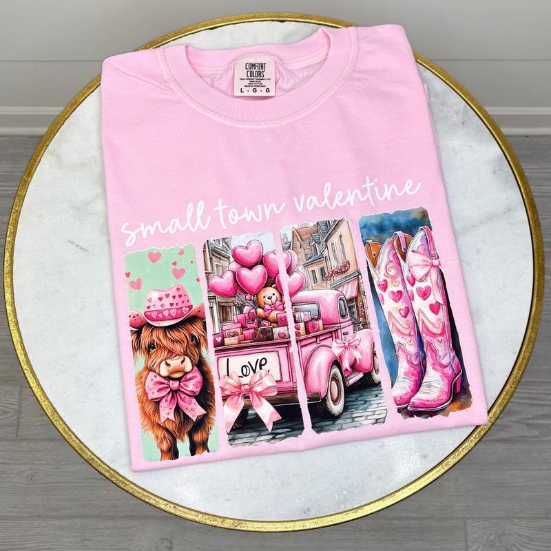 Small Town Valentine Comfort Colors T-Shirt Hoodie, Sweatshirt | HypeDripTees.com