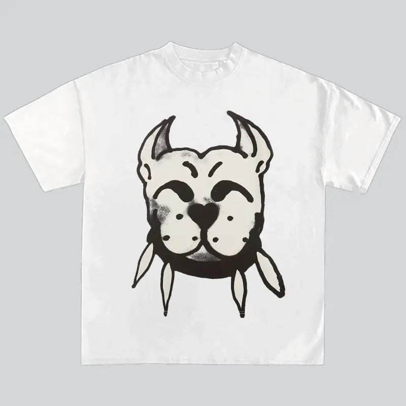 Smile With Dog Retro Graphic Y2k Streetwear T-Shirt Hip Hop Genz Hoodie, Sweatshirt | HypeDripTees.com