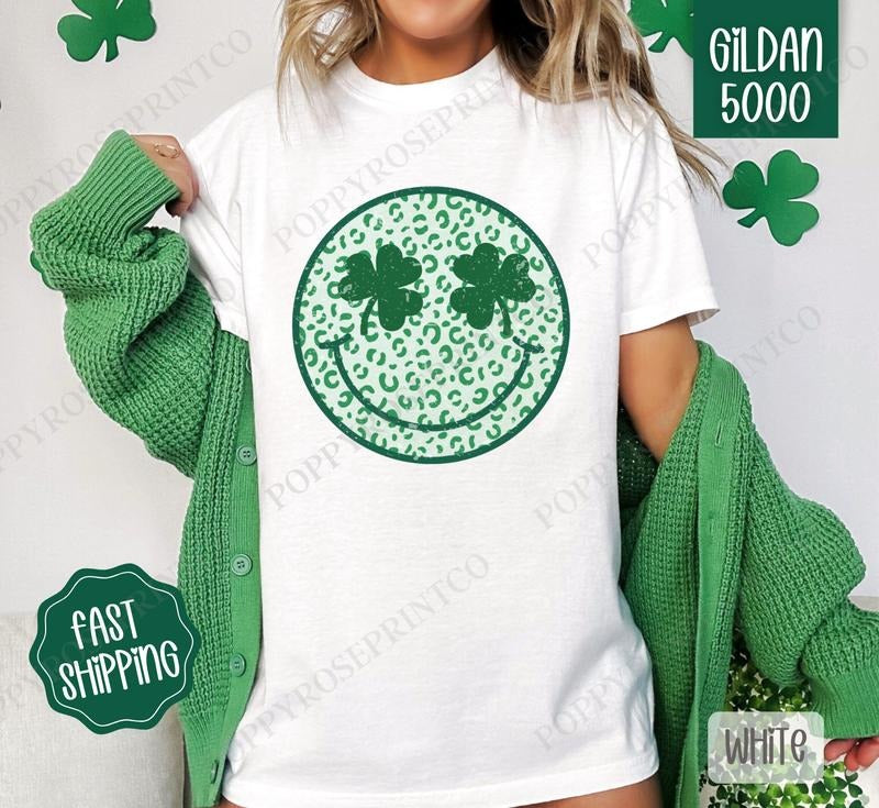 Smiley Face St Patrick Shirt Gildan St Patrick'S Day Cute Plus Sizes T-Shirts, Hoodie, Sweatshirt