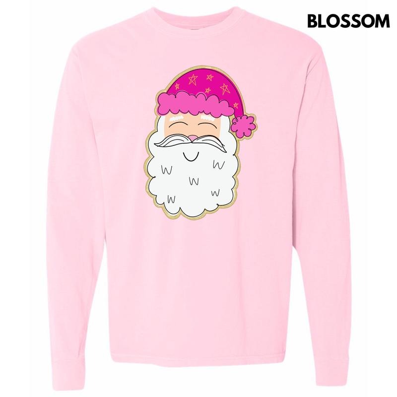 Smiling Cartoon Santa Long Sleeve Comfort Colors T-Shirt 'NLB' Hoodie, Sweatshirt | HypeDripTees.com