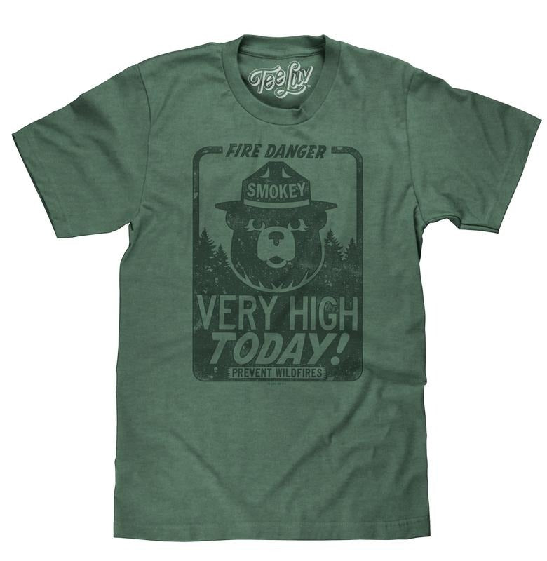Smokey Bear "Fire Danger Very High Today" T-Shirt - Green Hoodie, Sweatshirt | HypeDripTees.com