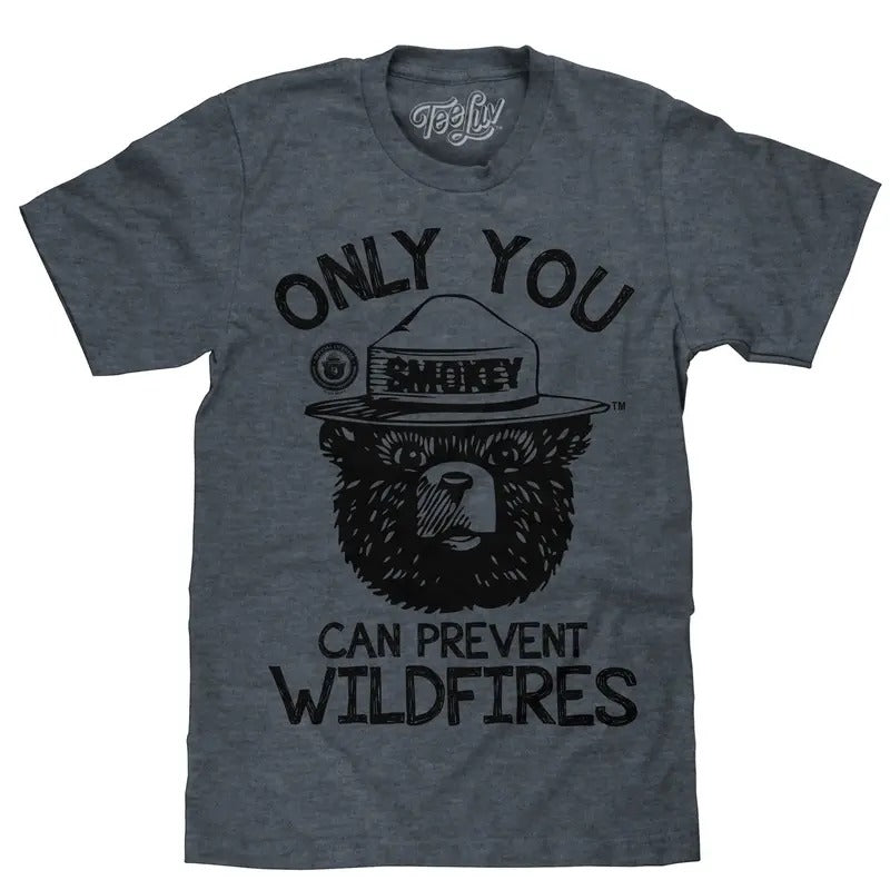 Smokey Bear Only You Can Prevent Wildfires T-Shirt - Indigo graphic tee Hoodie, Sweatshirt | HypeDripTees.com