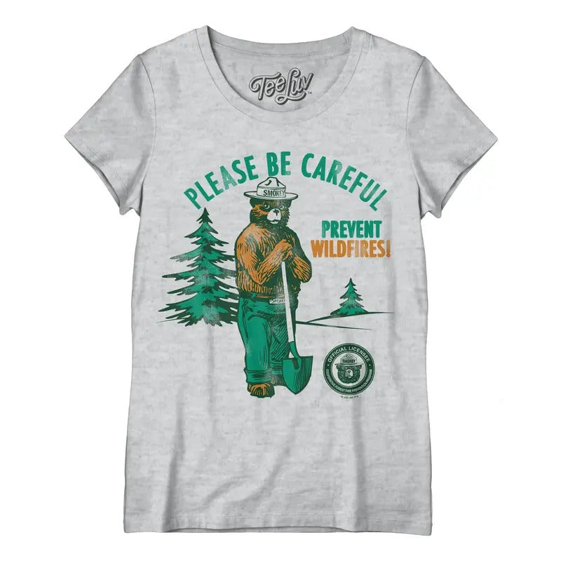 Smokey Bear Please Be Careful Prevent Wildfires  Women's Scoopneck T-Shirt - Gray Hoodie, Sweatshirt | HypeDripTees.com