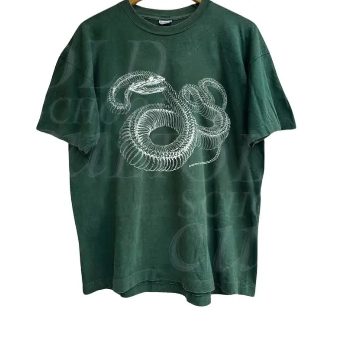 Snake Skeleton Vintage 90s Tattoo Style Tshirt, Retro Snake Anatomy Shirt, Y2k Gothic Tee, Dark Art Washed Relaxed Tee,...