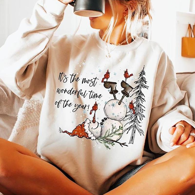 Snowman Christmas Sweatshirt, It's The Most Wonderful Time Of The Year Shirt, Cute Christmas Sweater, Christmas Shirt for...