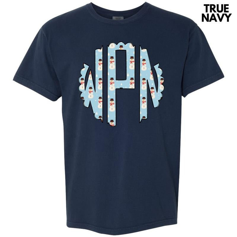 Snowman Monogram Comfort Colors T-Shirt 'NLB' Hoodie, Sweatshirt | HypeDripTees.com