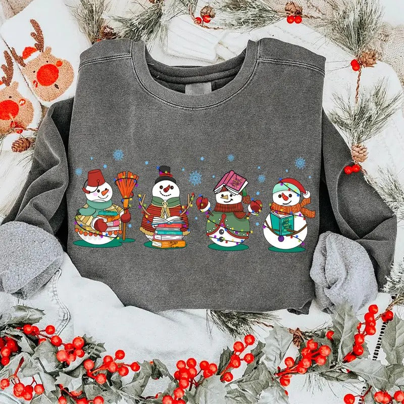 Snowman Reading Book Sweatshirt, Acotar Bookish Christmas Shirt, Snowman Book Sweatshirt, Bookish Snowman Shirt, SJM Fan...