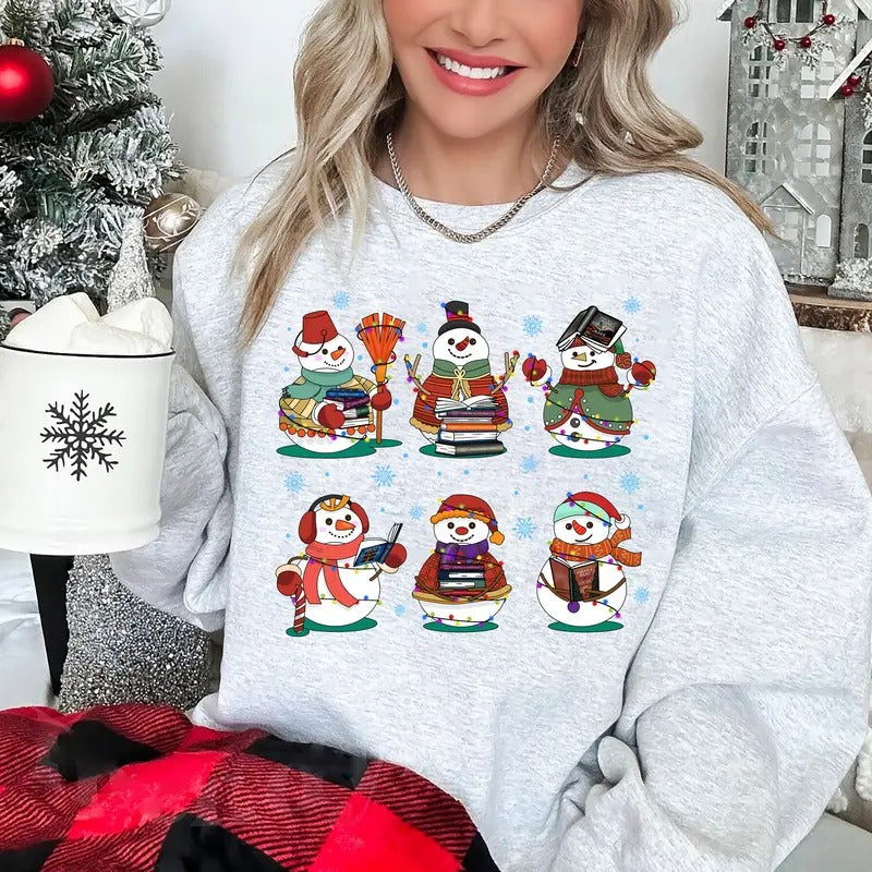Snowman Reading Book Sweatshirt, TOG Bookish Christmas Shirt, Snowman Book Sweatshirt, Bookish Snowman Shirt, TOG Fan...