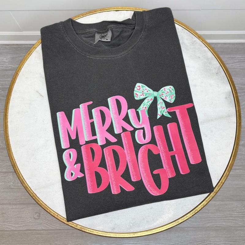 Snowy Merry & Bright Comfort Colors T-Shirt 'NLB' Hoodie, Sweatshirt | HypeDripTees.com
