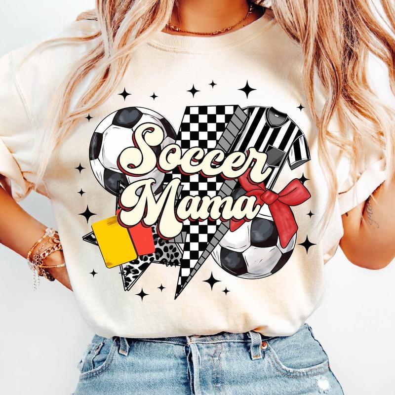 Soccer Mama T-Shirt Soccer With Coquette T-Shirt, Soccer Mom T-Shirt, Retro Soccer T-Shirt, Game Day , Soccer Coquette...