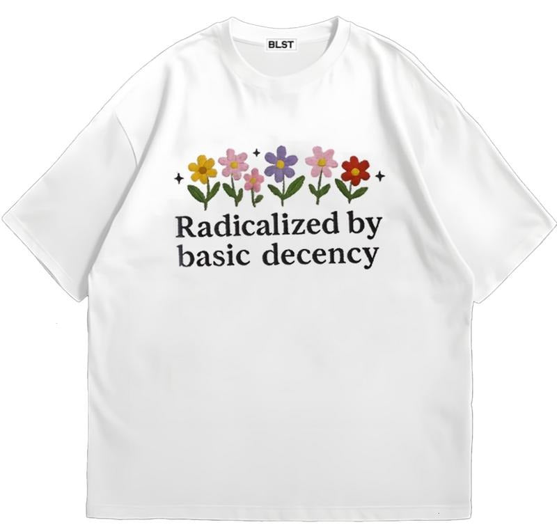 Socialist Radicalized by Basic Decency T-Shirt Retro Graphic Tee Retro Graphic Hoodie, Sweatshirt | HypeDripTees.com