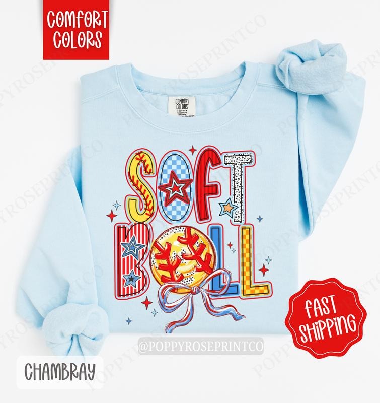 Softball Comfort Colors Sweatshirt, Softball Women's Crewneck, Cute Softball Women's Sweater T-Shirts, Hoodie