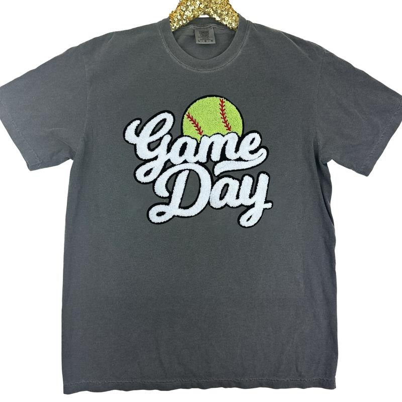 Softball Game Day Patch Comfort Colors T-Shirt Hoodie, Sweatshirt | HypeDripTees.com