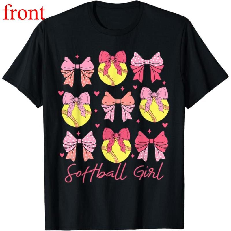 Softball Girl Softball Bow Women Summer Casual Shortsleeve Cotton T-Shirt style 02 Hoodie, Sweatshirt | HypeDripTees.com