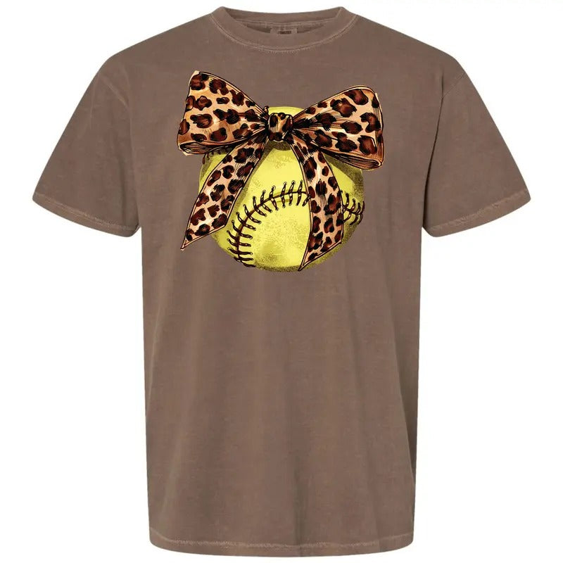 Softball Leopard Bow Comfort Colors T-Shirt 'NLB' Hoodie, Sweatshirt | HypeDripTees.com