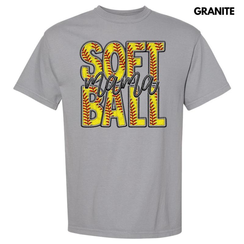 Softball Mama Faux Embroidery Comfort Colors T-Shirt Hoodie, Sweatshirt | HypeDripTees.com