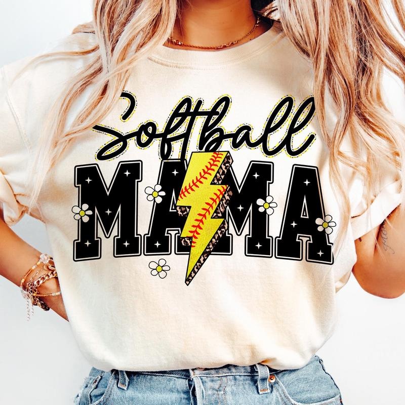Softball Mama T-Shirt, Softball T-Shirt, Softball Lightning T-Shirt, Mother's Day Hoodie, Sweatshirt | HypeDripTees.com