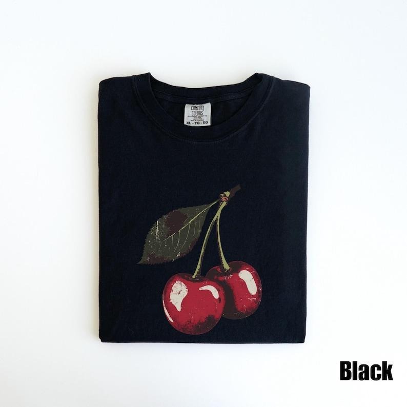Solace US Store Comfort Colors Vintage Cherry Shirt Black Casual Loose Fit 100% Ring Spun Cotton Breathable Top for...
