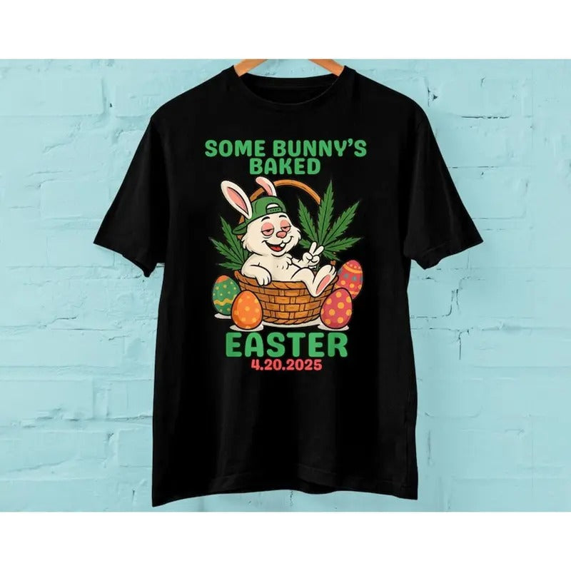 Some Bunny's Baked Easter Bunny Weed Smoking Rabbit Tshirt, Some Bunnys Baked women Shirt, Unisex Short Sleeve Tee