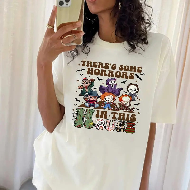 Some Horror in this house Shirt, Hallowen Shirt,  Cute Fall Shirt, Spooky Season Hoodie, Sweatshirt | HypeDripTees.com