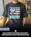 Some grandmas play bingo real grandmas watch Green Bay Packers 2025 diamond heart shirt