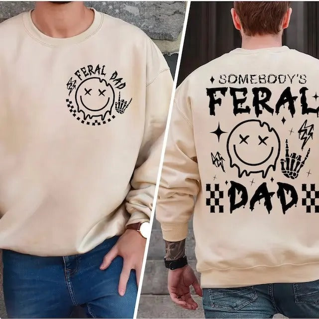Somebody's Feral Dad Shirt Shirt, Funny Dad Shirt, Fathers Day Shirt, Funny Fatherhood Shirt Adult Humor Shirt, Retro Dad...