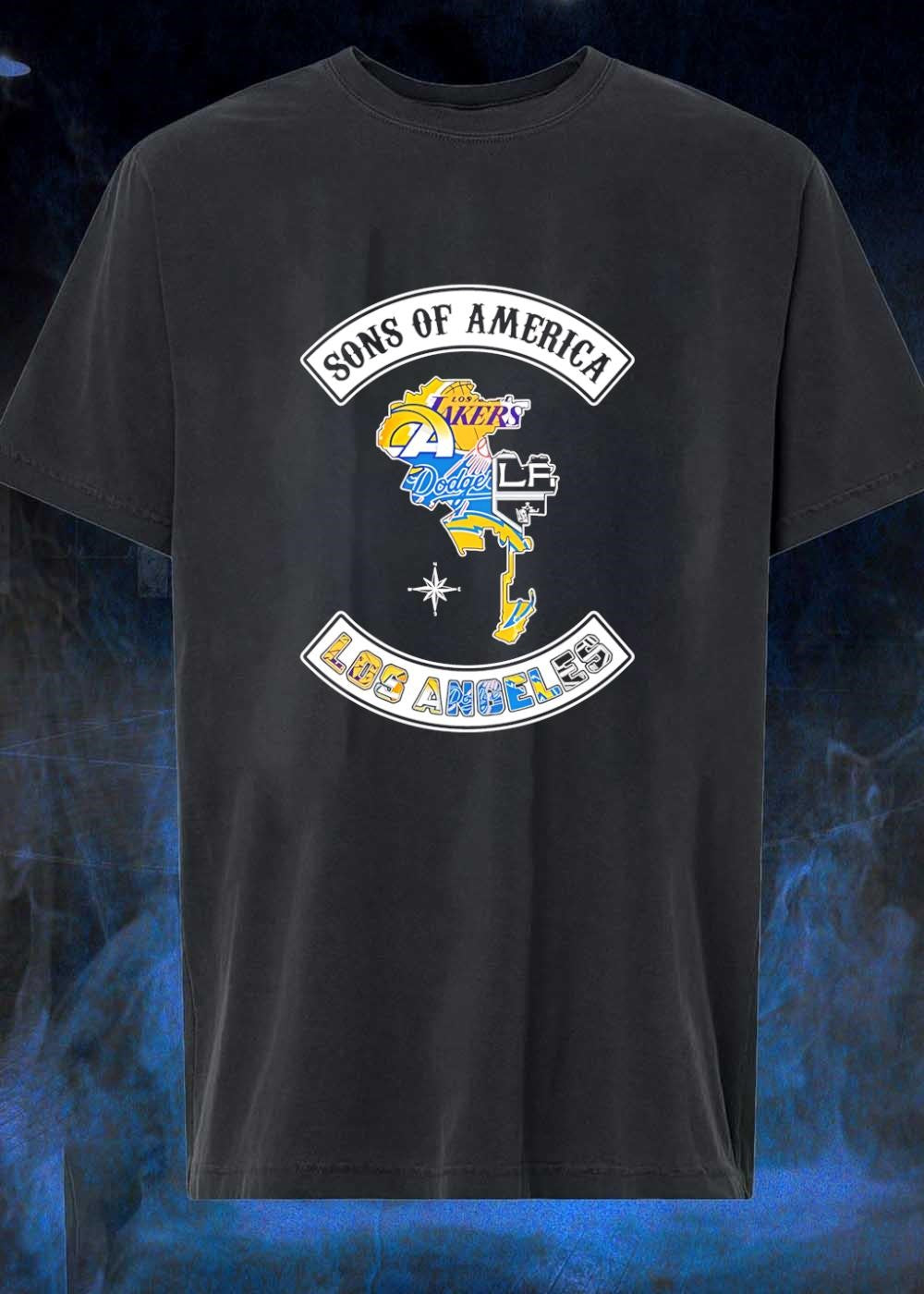 Sons of America Los Angeles Map Lakers Rams Dodgers Kings Chargers T-Shirt