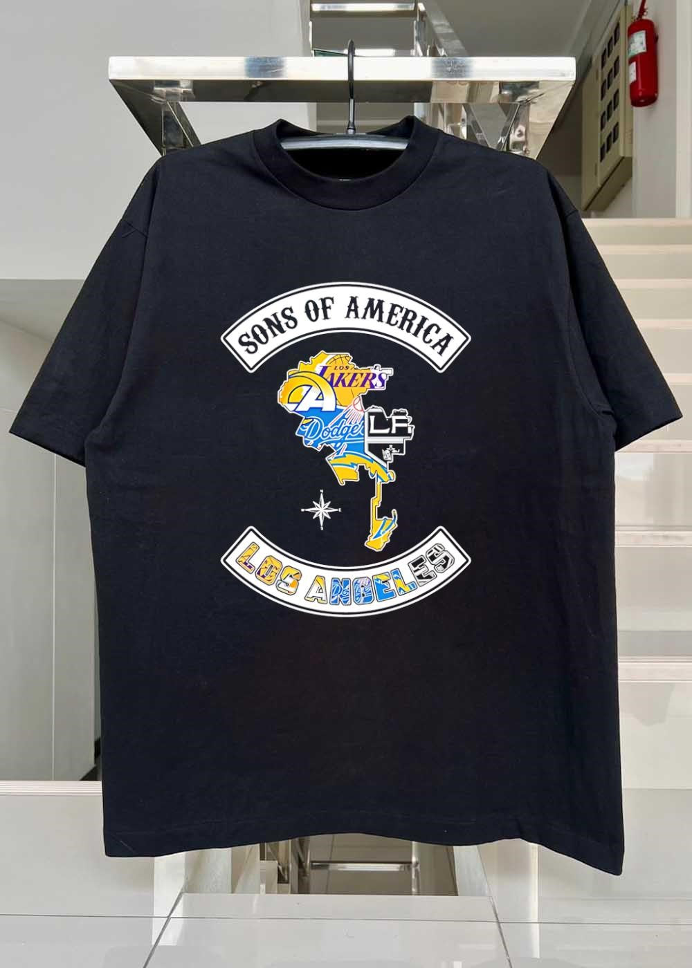 Sons of America Los Angeles Map Lakers Rams Dodgers Kings Chargers T-Shirt