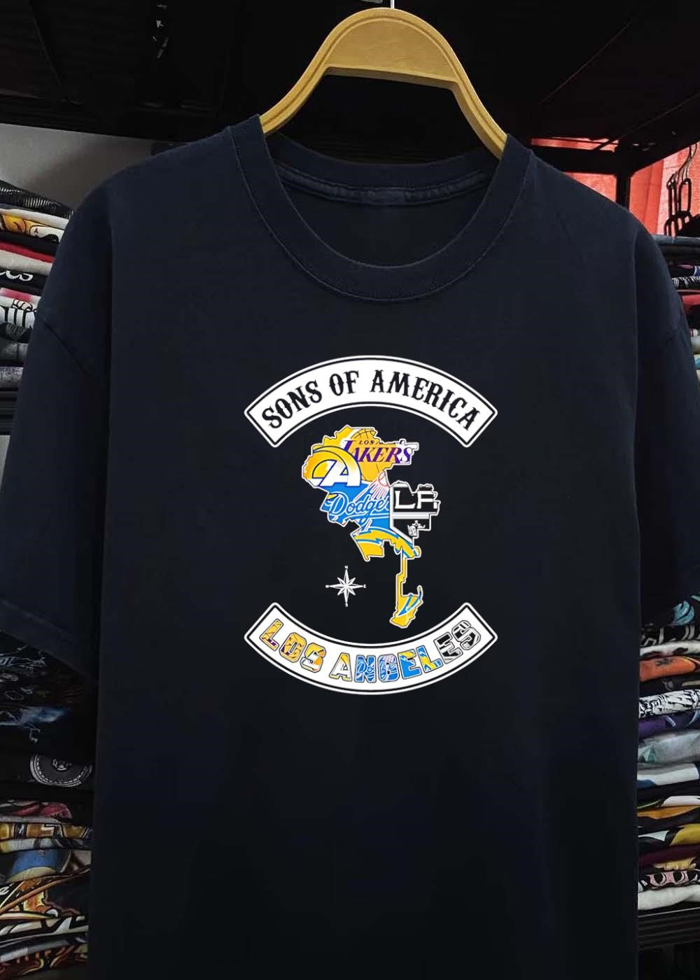 Sons of America Los Angeles Map Lakers Rams Dodgers Kings Chargers T-Shirt