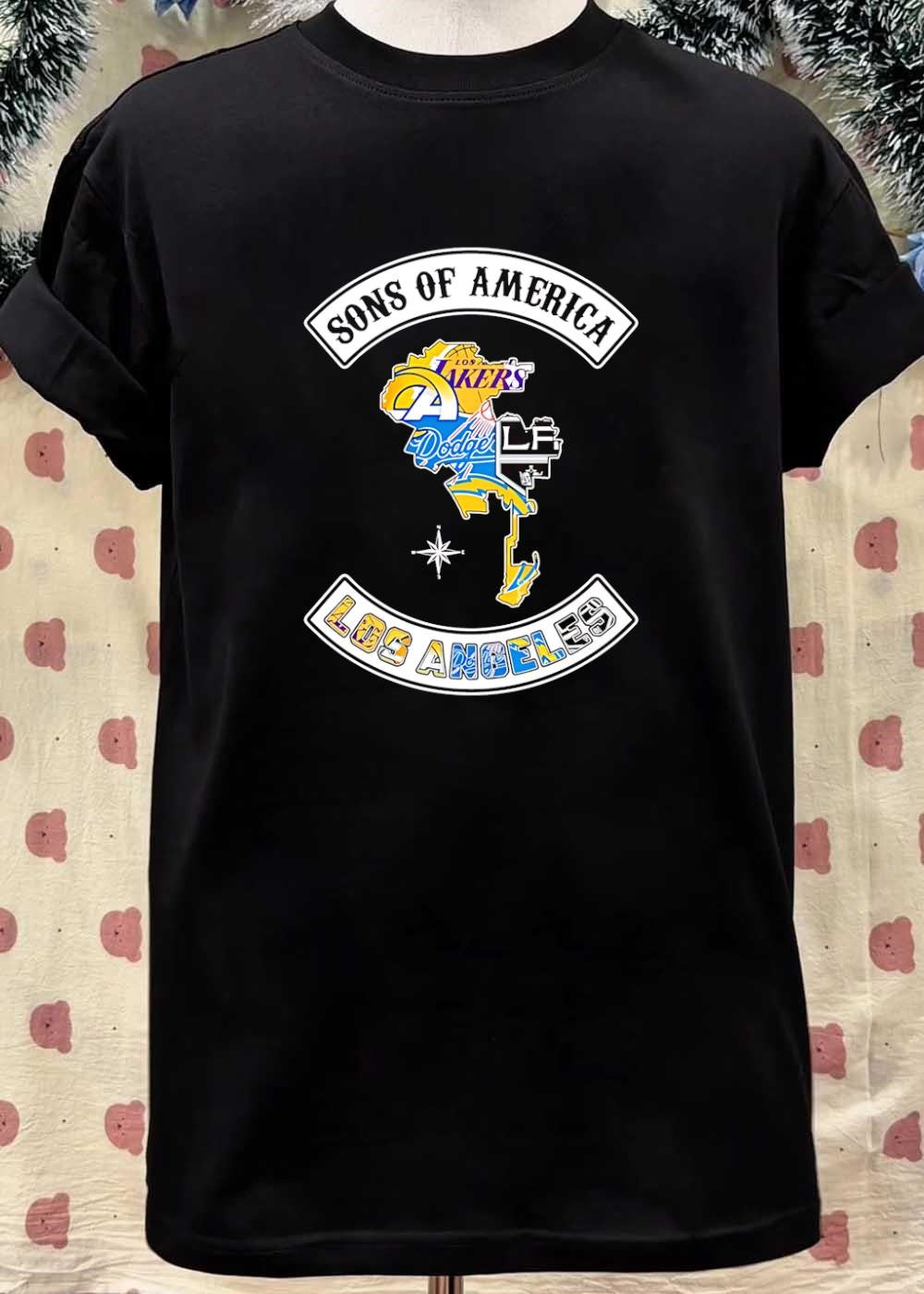 Sons of America Los Angeles Map Lakers Rams Dodgers Kings Chargers T-Shirt