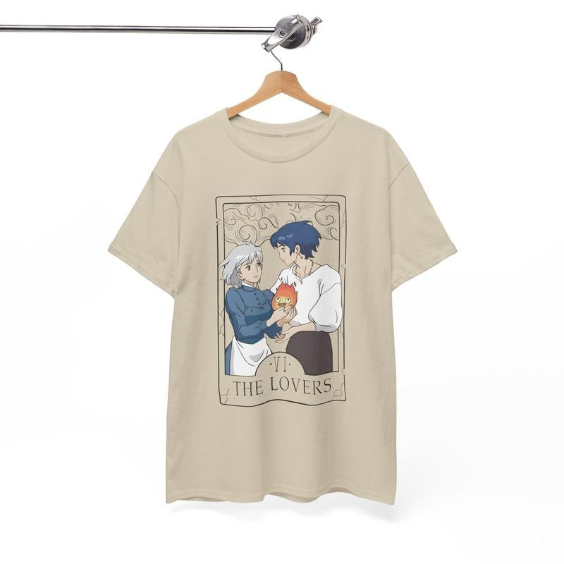 Sophie and Calcifer Howls Moving Castle T-Shirt, Ghibli Shirt, Hayao Miyazaki, Studio Ghibli Gift, Anime Howls Moving...