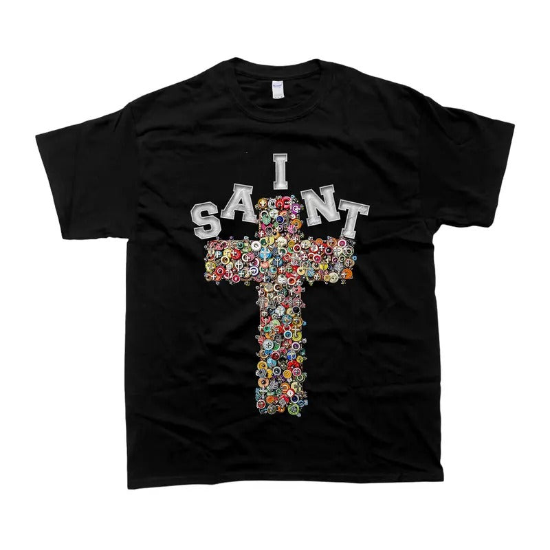 Sopula Vintage Saint Cross Graphic T-shirt - Unisex Style, 100% Cotton - Menswear, T-Shirt Hoodie, Sweatshirt