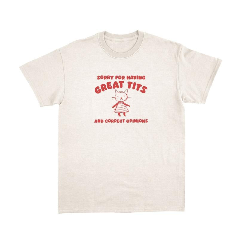 Sorry For Having Great Tits Shirt, Retro Cartoon T Shirt, Funny Shirt, Unisex T Shirt Hoodie, Sweatshirt | HypeDripTees.com