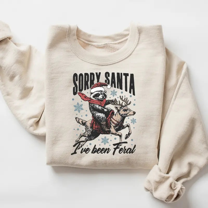 Sorry Santa Raccoon Premium Heavyweight Sweatshirt, Holiday Sweatshirt - Hoodies & Sweaters T-Shirts | HypeDripTees.com