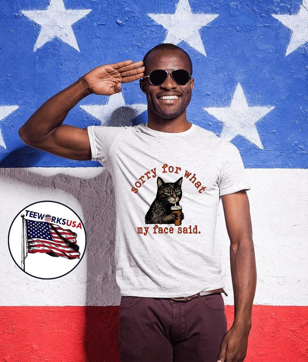 Sorry for what my face said Cat with Coffee T-Shirt