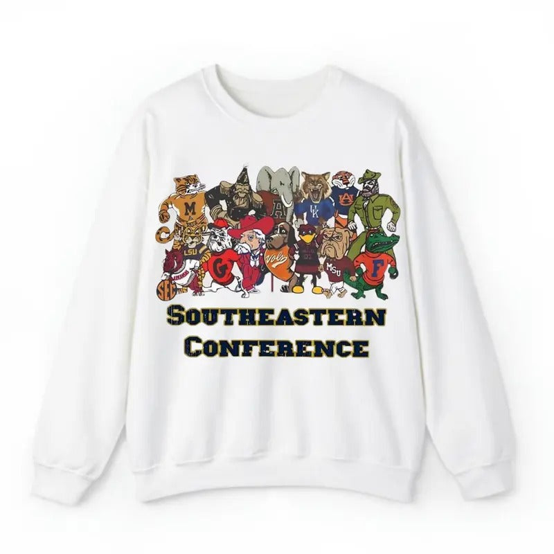 Southeastern Conference Sweatshirt, College Football Sweatshirts, SEC Football Sweatshirt, SEC Mascot Shirt, Vintage...