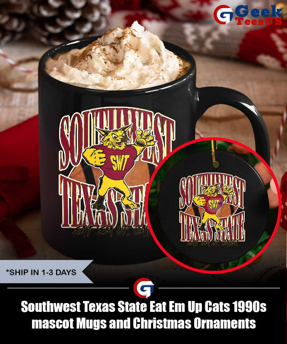 Southwest Texas State Eat Em Up Cats 1990s mascot shirt