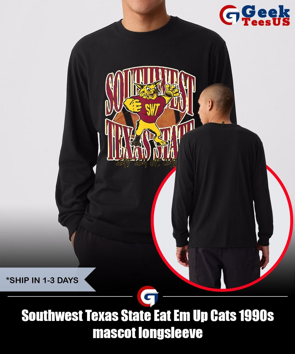 Southwest Texas State Eat Em Up Cats 1990s mascot shirt