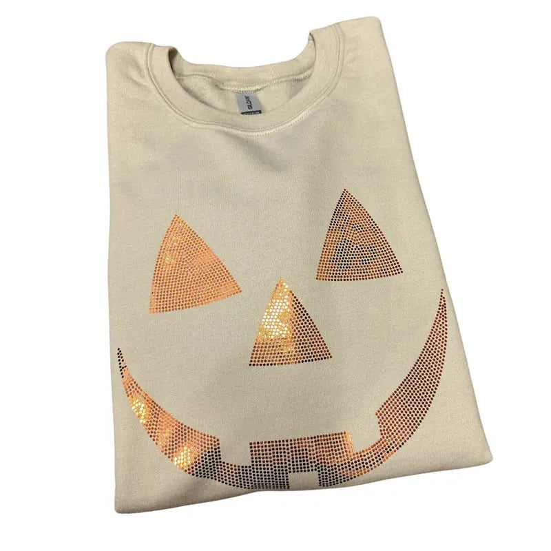 Spangle Jack O Lantern Face Sweatshirt T-Shirts, Hoodie | HypeDripTees.com