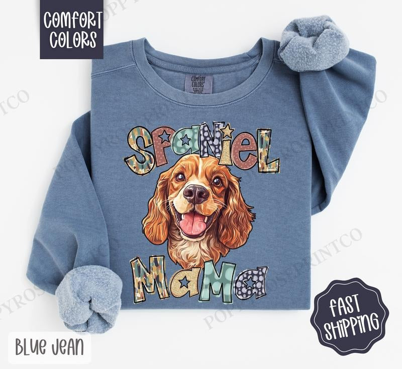 Spaniel Mama Comfort Colors Sweatshirt, Dog Mama Women's Crewneck, Cute Spaniel Mom Women's Sweater T-Shirts, Hoodie