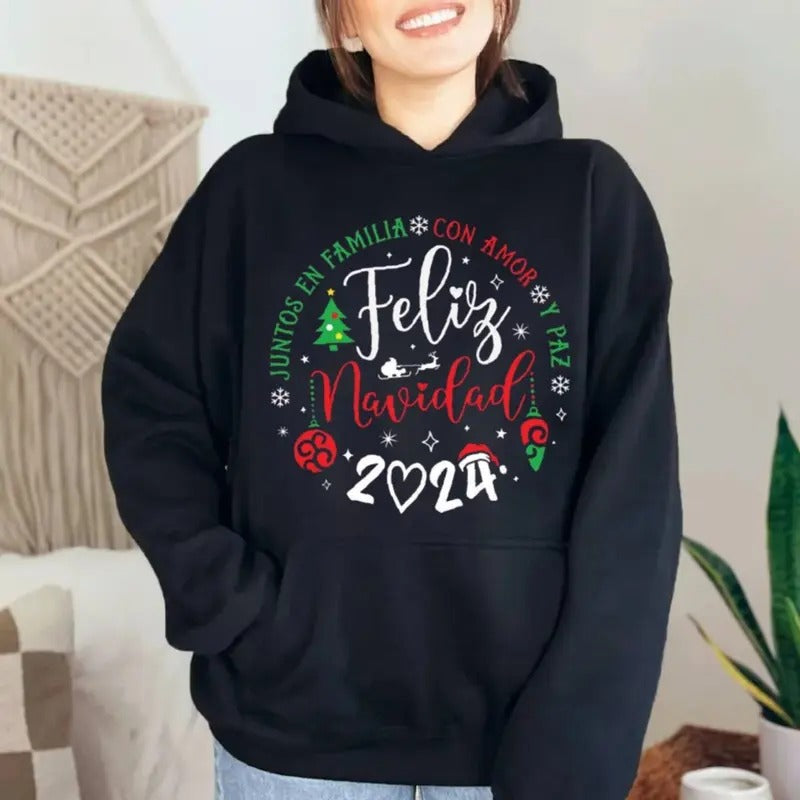 Spanish Merry Christmas Shirt, Feliz Navidad 2024 Tees, Christmas Family Matching, Spanish Family Xmas Sweatshirt, Cute...
