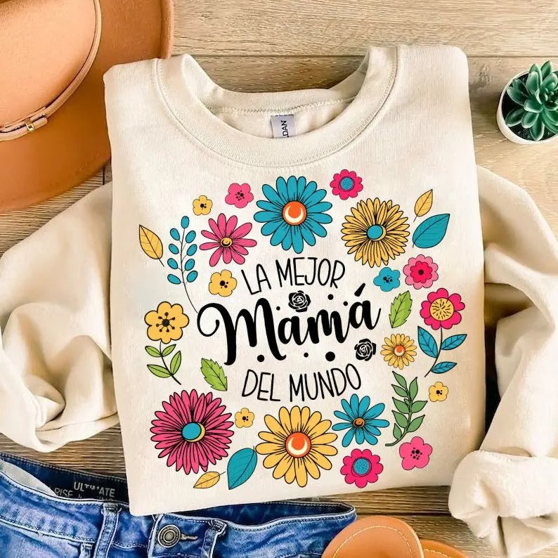 Spanish Shirt Retro Madre Shirt Floral Mama Mama Shirt Retro Mama Shirt T-Shirts, Hoodie, Sweatshirt