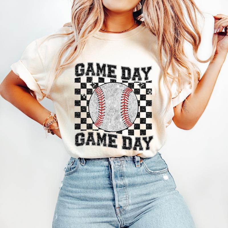 Sparkly Baseball T-Shirt, Game Day T-Shirt, Baseball Team T-Shirt, Baseball Mom T-Shirt, Faux Sequin, Hoodie, Sweatshirt