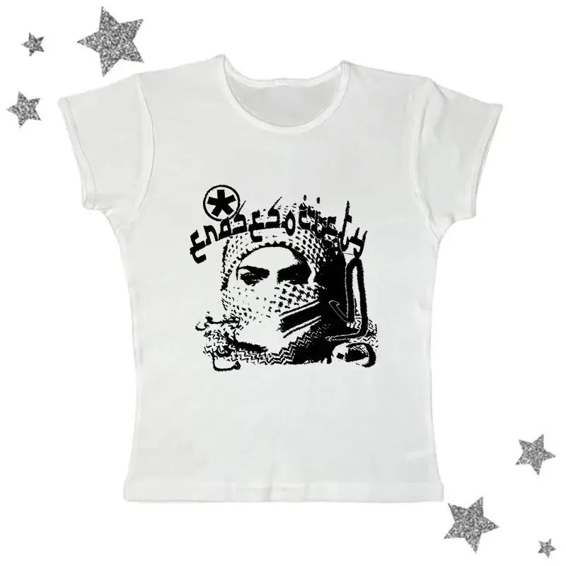 Spice Girls Y2k Baby Tee, Gothic Emo Girl Tops, Scene Clothing 2000s, Casual Cotton Short Sleeve, Women Fitted T-Shirt...