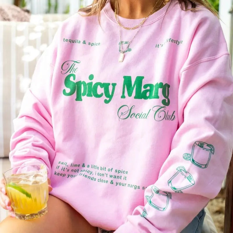 'Spicy Marg Social Club' Crewneck Sweatshirt T-Shirts, Hoodie | HypeDripTees.com
