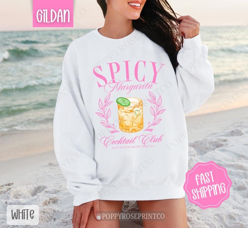 Spicy Margarita Sweatshirt, Cute Cocktail Sweater, Trendy Margarita Crewneck T-Shirts, Hoodie | HypeDripTees.com