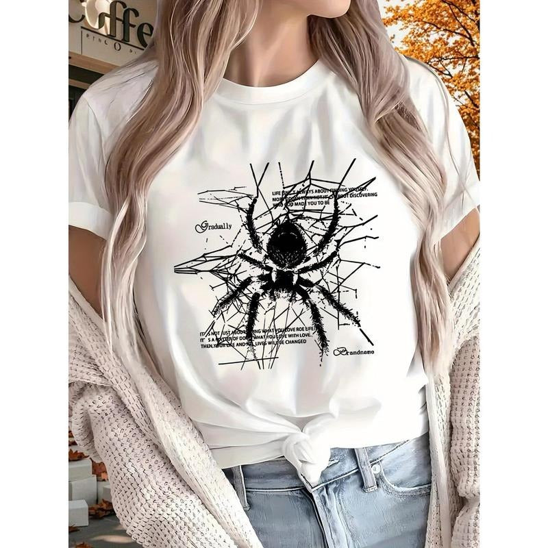 Spider  Women'S Printed T-shirt, Short Sleeves, Four Seasons Can Be Worn for Outdoor, Home, Sports Top Gift Hoodie,...