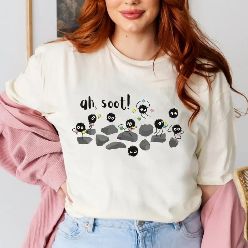 Spirited Away Inspired Soot Sprite 'ah, soot' Unisex Softstyle T-Shirt Hoodie, Sweatshirt | HypeDripTees.com