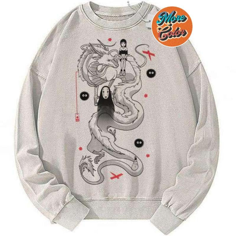 Spirited Away Studio Ghibli Anime Vintage Shirts, Cotton Unisex Sweatshirt, Crew Neck, Size S- 3XL, Menswear Top,...